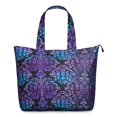 thumbnail image 1 of Purple and Blue Damask Pattern Travel Tote Bags for Women Carry On,Large Weekender Bags for Women Travel,Multi Functional Duffle Bag for Work,Shopping,Sports, 1 of 5