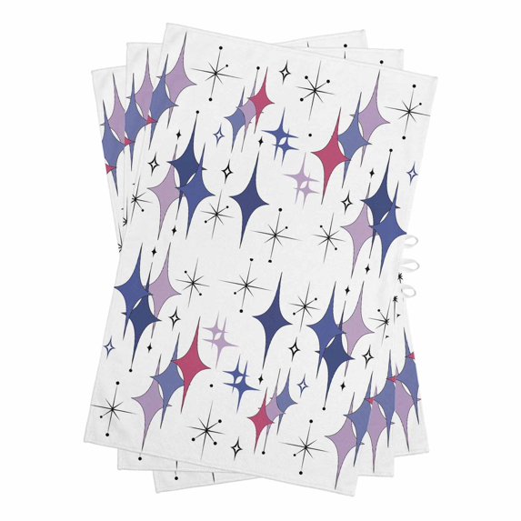 Purple Blue Diamond Kitchen Towels Set of 3, Water Absorbent Dish Towel, Modern Geometric Middle Century Decorative Hand Towels - Quick Drying Cloth for Cooking Baking, 18x28 Inch