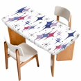 thumbnail image 1 of Purple Blue Diamond Table Cloths for 4 Foot Rectangle Tables, Modern Geometric Middle Century Patio Waterproof Elastic Fitted Tablecloths, Washable Rectangular Table Cover for Camping, 1 of 8