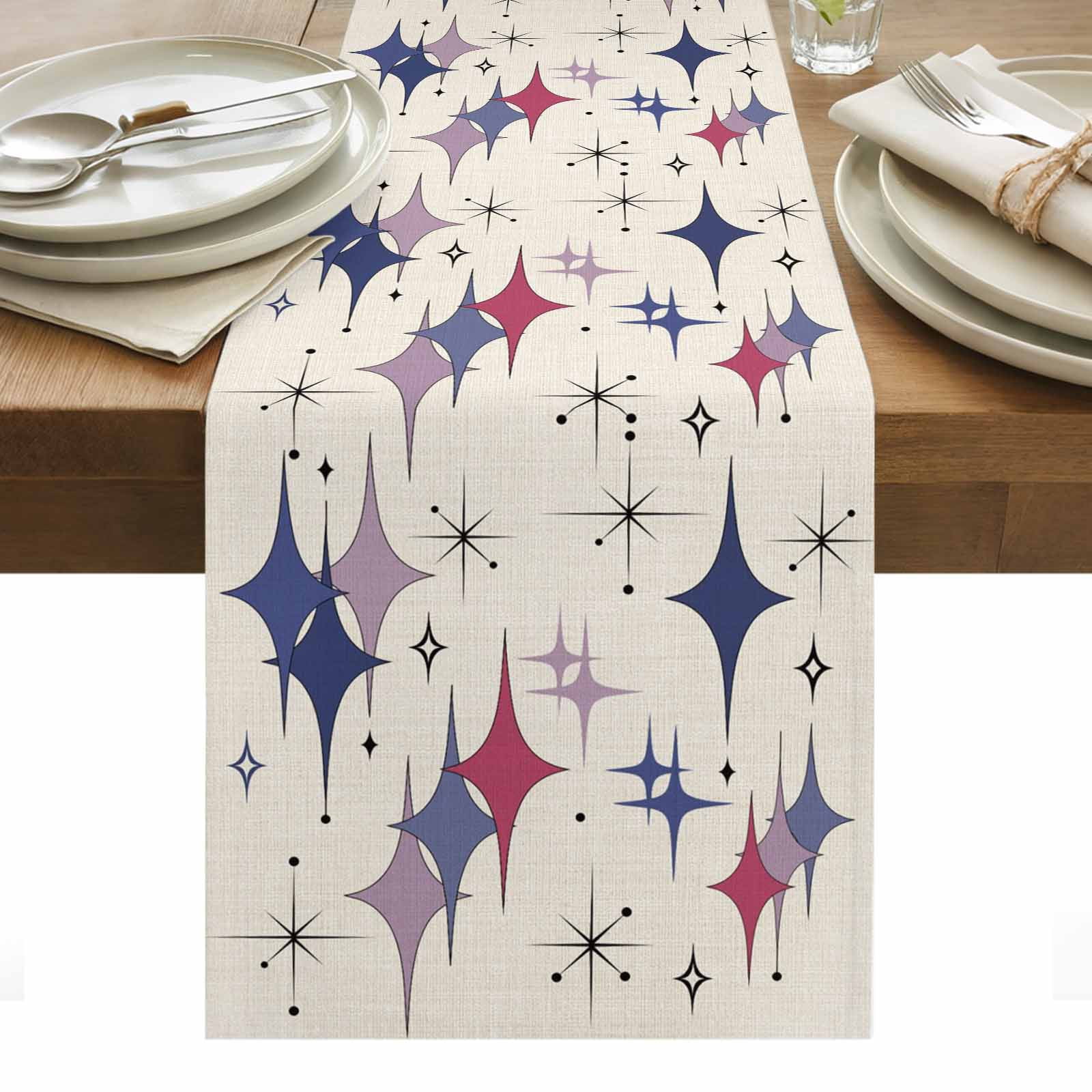 Purple Blue Diamond Table Runner - 108 Inch Long, Kitchen Dining Table ...