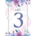 thumbnail image 1 of Purple Blue Floral 1-50 Pcs Wedding Table Number Cards With Head Table Double Sided Anniversary Birthday Bridal Shower Party 4x6 Inch, 1 of 3