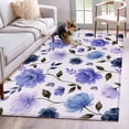 thumbnail image 1 of Purple Blue Flower Washable Area Rugs 3'x5', Watercolor Floral Gray Leaf Vintage Country Low Pile Throw Living Room Rug Non-Slip Sturdy Edge Binding Carpet for Indoor Entryway Bedside Kitchen, 1 of 9