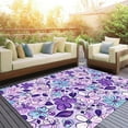 thumbnail image 1 of Purple Blue Flowers Print Pattern Area Rug For Deck Porch Patio Garden Machine Washable Non Skid Outdoor Carpet In Balcony Backyard Contemporary Cute Funky Vibrant Floor Rugs 1x2ft, 1 of 6