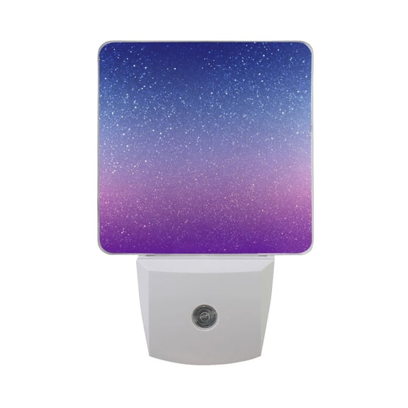 Purple Blue Gardient Glitter LED Night Light Sensor Lamp Plug-in Adjustable Brightness 2 Pack