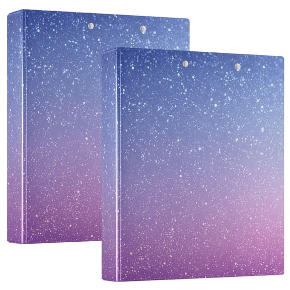Purple Blue Gardient Glitter Round Ring Binder 3 Rings 1.5" Capacity File Storage for A4 Size 1 Pack
