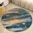 thumbnail image 1 of Purple Blue And Gold Wave Floral Medallion Round Rug - Small Round Area Rug, Soft Non-Slip Machine Washable Bedroom Mat Indoor Accent Entry Carpet for Office Desk Dorm Hallway, 1 of 6