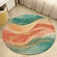 thumbnail image 1 of Purple Blue And Gold Wave Washable Round Rug -Circle Area Rugs for Nursery Bedroom, Vintage Non Slip Non Shedding Low Pile Carpet for Living Room Coffee Table Entryway, 1 of 6