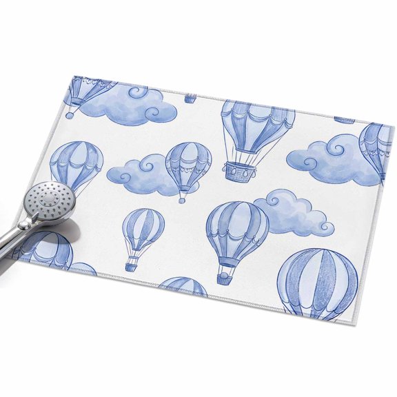 Purple Blue Hot Air Balloon Entryway Rug 2x3ft Washable Non Slip Bathroom Rug Indoor Floor Front Door Mat Modern Balloon Float Clouds Rectangle Area Rugs Carpet for Kitchen Office Dining Room Home