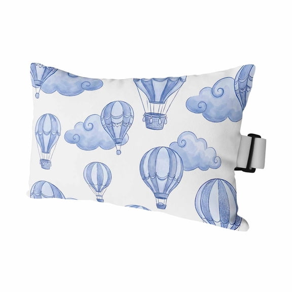Purple Blue Hot Air Balloon Outdoor Pillows for Chaise Lounge Chair Waterproof Lumbar Pillows with Insert&Adjustable Strap Beach Headrest Pillow Modern Balloon Float Clouds Pool Pillow 11"x16"