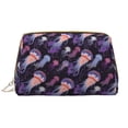 thumbnail image 1 of Purple Blue Jellyfish Print Makeup Bag, Large Capacity Travel Cosmetic Bag for Women Girls- Travel Toiletry Bag Leather Portable Waterproof Makeup Case Organizer with Handle, 1 of 4