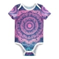thumbnail image 1 of Purple Blue Mandala Flowers Pure Cotton Bodysuit Short Sleeve Pajamas One-Piece Romper Unisex 9M, 1 of 6