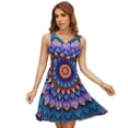 thumbnail image 1 of Purple Blue Mandala Pattern Dress Fashion Beach Long Dresses Female Party Printed Sundress, 1 of 7