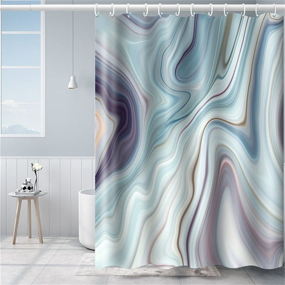 Purple Blue Marble Shower Curtain, Abstract Bath Curtain Set with 12 Hooks, Bathroom Decor 72x72