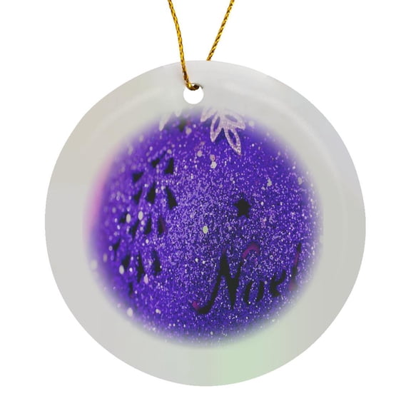 3drose, Purple Blue Noel Bauble, Circle Porcelain Ornament