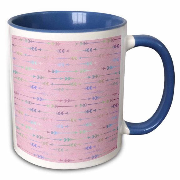 3drose, Purple Blue Pink Gradient Arrows on Pink Pattern, 11oz Two-tone Blue Mug