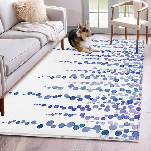 Purple Blue Polka Dots Area Rugs 2.7'x5', Washable Small Throw Rugs for Kitchen Bedroom, Watercolor Abstract Art Indoor Outdoor Rug Non-Slip Low Pile Carpet Runner Reversible Floor Mats