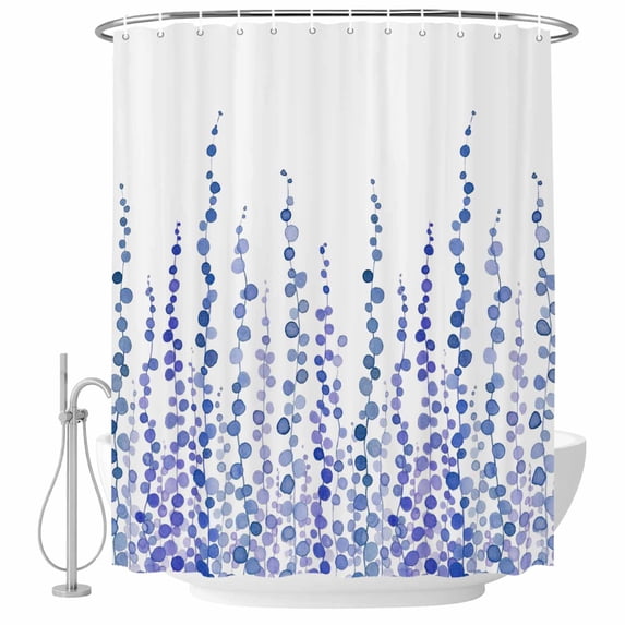 Purple Blue Polka Dots Shower Curtain, Waterproof Shower Curtains for Bathroom, Watercolor Abstract Art Washable Fabric Bathtub Curtain Set Bath Decor with 12 Hooks 72"x78"
