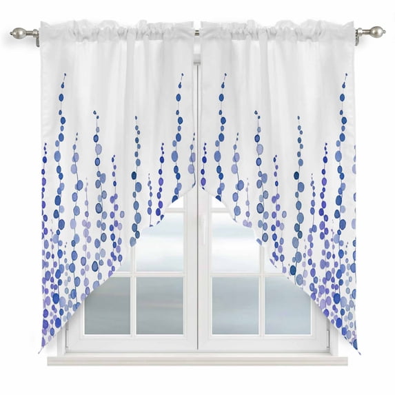 Purple Blue Polka Dots Swag Valances for Windows, Kitchen Curtains 36 Inch Length 2 Panels Set, Watercolor Abstract Art Short Curtains for Small Windows Rod Pocket Cafe Curtains Drapes 28"x36"