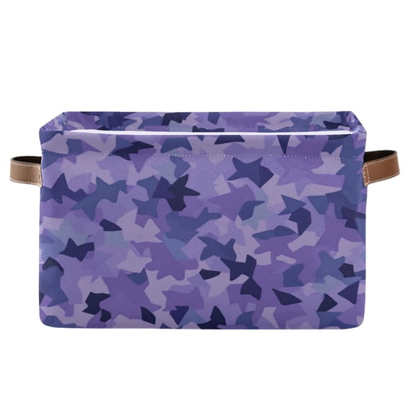 Purple and Blue Shapes Foldable Storage Basket,Canvas Fabric Foldable Storage Bins with Handles Open Home Storage Bins Boxes for Toy Book Shelf Closet Baskets