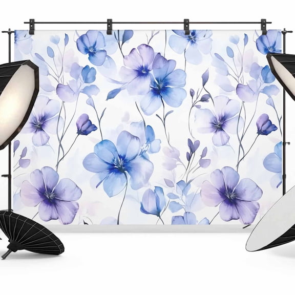 Purple Blue Spring Floral Backdrop for Photoshoot,Photography Photo Studio Background Wall Backdrop,Summer Flowers Botanical Back Drop Banner Panel for Portraits Wedding Party Live Streaming 7x5Ft