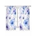 thumbnail image 1 of Purple Blue Spring Floral Curtains 63 Inch Length, Sheer Curtains for Bedroom Living Room Window Summer Flowers Botanical Rod Pocket Voile Drapes Kitchen Curtains Small Half Window 42"x63" 2 Panels, 1 of 6