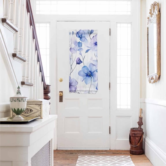 Purple Blue Spring Floral Door Curtains for Door Window, French Sidelight Front Back Door Curtains With Tieback, Summer Flowers Botanical Kitchen Rod Pocket Drapes Panel, 25"x40"