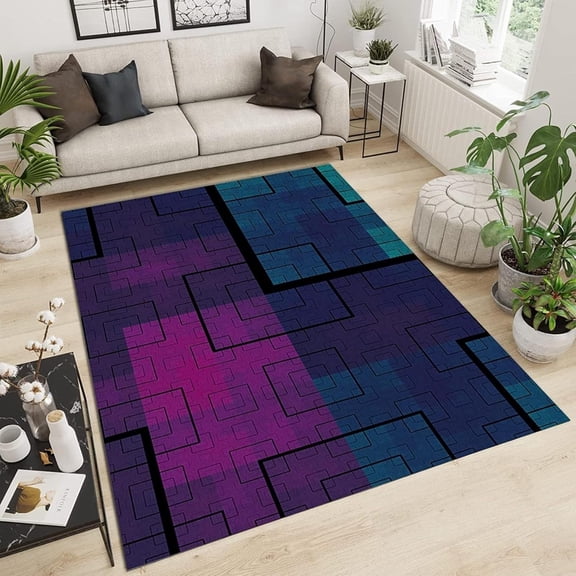 Purple Blue Square Area Rug Abstract Art Minimalism Playroom Carpet Indoor Non Slip Rugs Room Sofa Living Bedroom Home Decor Floor Mats 2x3 Small Non-slip Washable Soft Living Room