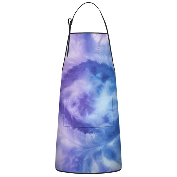 Purple Blue Tie Dye Pattern Apron-Garden Aprons for Women with Pockets-Cotton Linen Waterproof Kitchen Cooking Gardening Aprons Adjustable for Kitchen,Cooking,BBQ and Salon 33x27 Inch