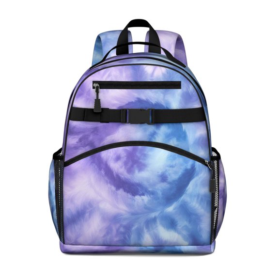 Purple Blue Tie Dye Pattern Backpack for School,Cute School Bag,Schoolbag with Adjustable Shoulder Straps & Padded Back,15.25"x11.5"x5.25"
