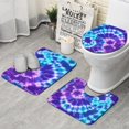 thumbnail image 1 of Purple Blue Tie Dye Pattern Bathroom Rugs Sets 3 Piece,Toilet Cover Set,Absorbent Non Slip Bathroom Mats Sets with U-Shaped Contour Rug Toilet Rug Set, 1 of 5