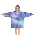 thumbnail image 1 of Purple Blue Tie Dye Pattern Blanket Hoodies for Kids 6-13YR Oversize Wearable Blanket Hoodies for Boys Girls Teens, 1 of 7