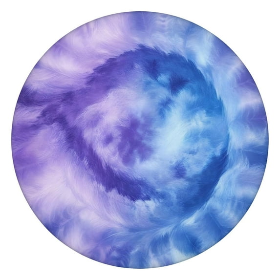 Purple Blue Tie Dye Pattern Round Fitted Tablecloth with Elastic Edge,Dining Table Cover Waterproof,Outdoor Round Tablecloth for Camping,Dining,Indoor and Outdoor