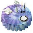 thumbnail image 1 of Purple Blue Tie Dye Pattern Round Tablecloth 60"x60",Wrinkle Wipeable Table Cloth for Kitchen Dining Room Picnic Patio Party, 1 of 6