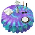 thumbnail image 1 of Purple Blue Tie Dye Pattern Round Tablecloth 60"x60",Wrinkle Wipeable Table Cloth for Kitchen Dining Room Picnic Patio Party, 1 of 6