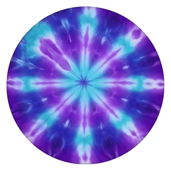 Purple Blue Tie Dye Spiral Pattern Round Fitted Tablecloth with Elastic Edge,Dining Table Cover Waterproof,Outdoor Round Tablecloth for Camping,Dining,Indoor and Outdoor