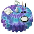 thumbnail image 1 of Purple Blue Tie Dye Spiral Pattern Round Tablecloth 60"x60",Wrinkle Wipeable Table Cloth for Kitchen Dining Room Picnic Patio Party, 1 of 6