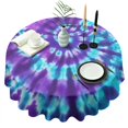 thumbnail image 1 of Purple Blue Tie Dye Spiral Pattern Round Tablecloth 60"x60",Wrinkle Wipeable Table Cloth for Kitchen Dining Room Picnic Patio Party, 1 of 6