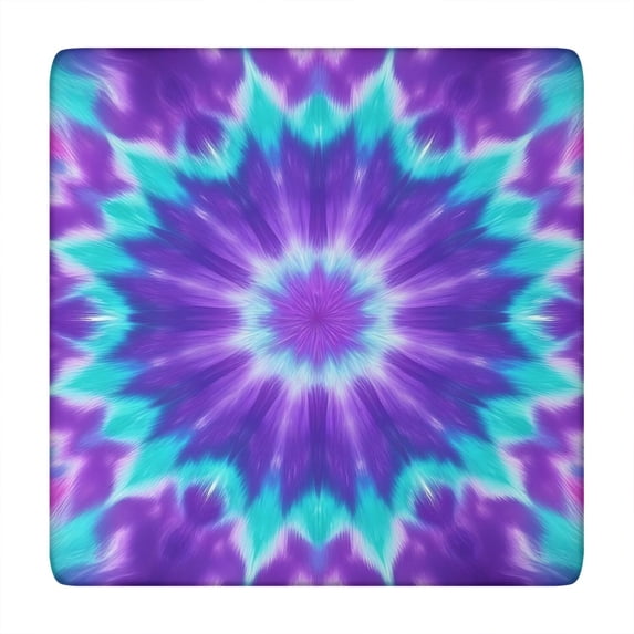 Purple Blue Tie Dye Spiral Pattern Square Fitted Tablecloth with Elastic Edge,Square Table Cover,Washable Elastic Table Cover for Home Kitchen Party Decor 34"x34"