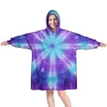 thumbnail image 1 of Purple Blue Tie Dye Spiral Pattern Wearable Oversized Blanket,Wearable Blanket Hoodie for Adults,Cozy Hooded Blankets with Super Pockets,Super Warm Fuzzy Pullover for Women & Men, 1 of 6
