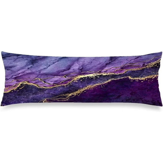 Purple Body Pillow Cover Abstract Marble Texture Long Pillow Case Protector with Zipper Decorative Cushioned Pillow Covers Soft Rectangle Bed Pillowcases for Bedroom,Couch,Sofa,20""x54""