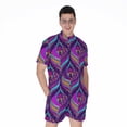 thumbnail image 1 of Purple Bohemian Peacock Feather Short Sleeve Men'S Rompers Casual Summer Jumpsuits Outfit, 1 of 4