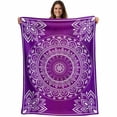 thumbnail image 1 of Purple Boho Blanket Soft Cozy Warm Throw Blanket for Couch, Plush Fuzzy Flannel Fleece Blankets for Sofa, Vintage Ethnic Abstract Geometric Aesthetic Bed Blankets Lightweight Gifts for Women, 40"x50", 1 of 9