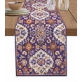 thumbnail image 1 of Purple Boho Burlap Cotton Table Runner 13x108 Inches Long, Country Retro Tribal Southwest Pattern Farmhouse Table Runners, Outdoor Dining Tablecloths Decor for Baby Shower/Party/Wedding, 1 of 6