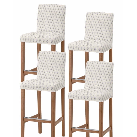 Purple Boho Floral Bar Stool Covers Set of 4, Modern Abstract Flowers Bohemia Beige Stretch Washable Bar Chair Covers with Backs, Removable Pub Counter Height Chair Cover for Kitchen Dining Room Cafe