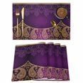 thumbnail image 1 of Purple Boho Floral Placemats Set of 8, Vintage Ethnic Tribal Abstract Art Placemats for Dining Table, Place Mats for Kitchen Tabletop, Waterproof Wipeable Dining Table Mats Set, 1 of 9