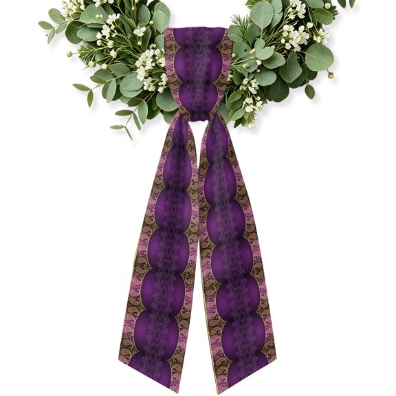 Purple Boho Floral Wreath Sash for Front Door, Vintage Tribal Abstract Art Wreath Bow Holiday Garland Ribbon Wreath Accessories for Home Yard Porch Doorway Fall Christmas Decorations Gifts