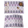 thumbnail image 1 of Purple Boho Flowers Placemats Set of 6 Modern Luxurious Geometric Floral Place Mats Indoor Wipeable Table Mats Washable Cloth Dining Table Placemats for Kitchen Holiday Party Home Decor 13x19 Inch, 1 of 9