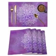 thumbnail image 1 of Purple Boho Flowers Placemats Set of 8, Vintage Abstract Watercolor Purple Bohemia Floral Non-Slip Place Mats Washable Table Mats for Kitchen Dining Table Decorations Indoor/Outdoor, 1 of 9