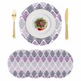 thumbnail image 1 of Purple Boho Flowers Round 13 Inch Placemats Set of 4, Modern Luxurious Geometric Floral HeatResistant Non Slip Place Mats for Dining Table, Wipeable Braided Kitchen Table Mats for Housewarming, 1 of 9