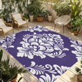 thumbnail image 1 of Purple Boho Outdoor Rug for Patio/Deck/Porch, Non-Slip Large Area Rug 6 x 9 Ft, Vintage Classic Bohemia Flower Textured Indoor Outdoor Rugs Washable Area Rugs, Reversible Camping Rug Carpet Runner, 1 of 8